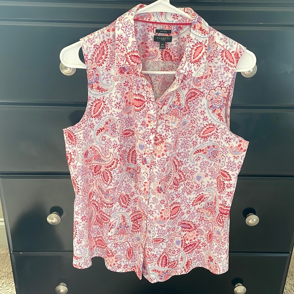 Talbots non-iron floral tank